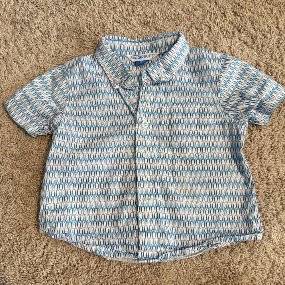 Rugged Butts Blue and White Chevron Button Down Shirt